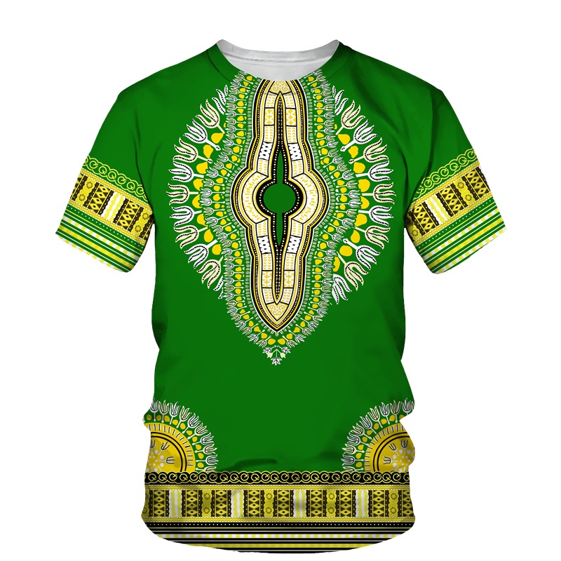 Áo Thun Tay Ngắn In Họa Tiết 3D Phong Cách Dân Tộc Châu Phi Dashiki Thời Trang Mùa Hè Cho Nam Và Nữ