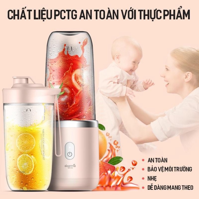 Máy Xay Sinh Tố Cầm Tay Mini - Máy Xay Hoa Qủa Đa Năng Sạc Pin Tích Điện 300ml