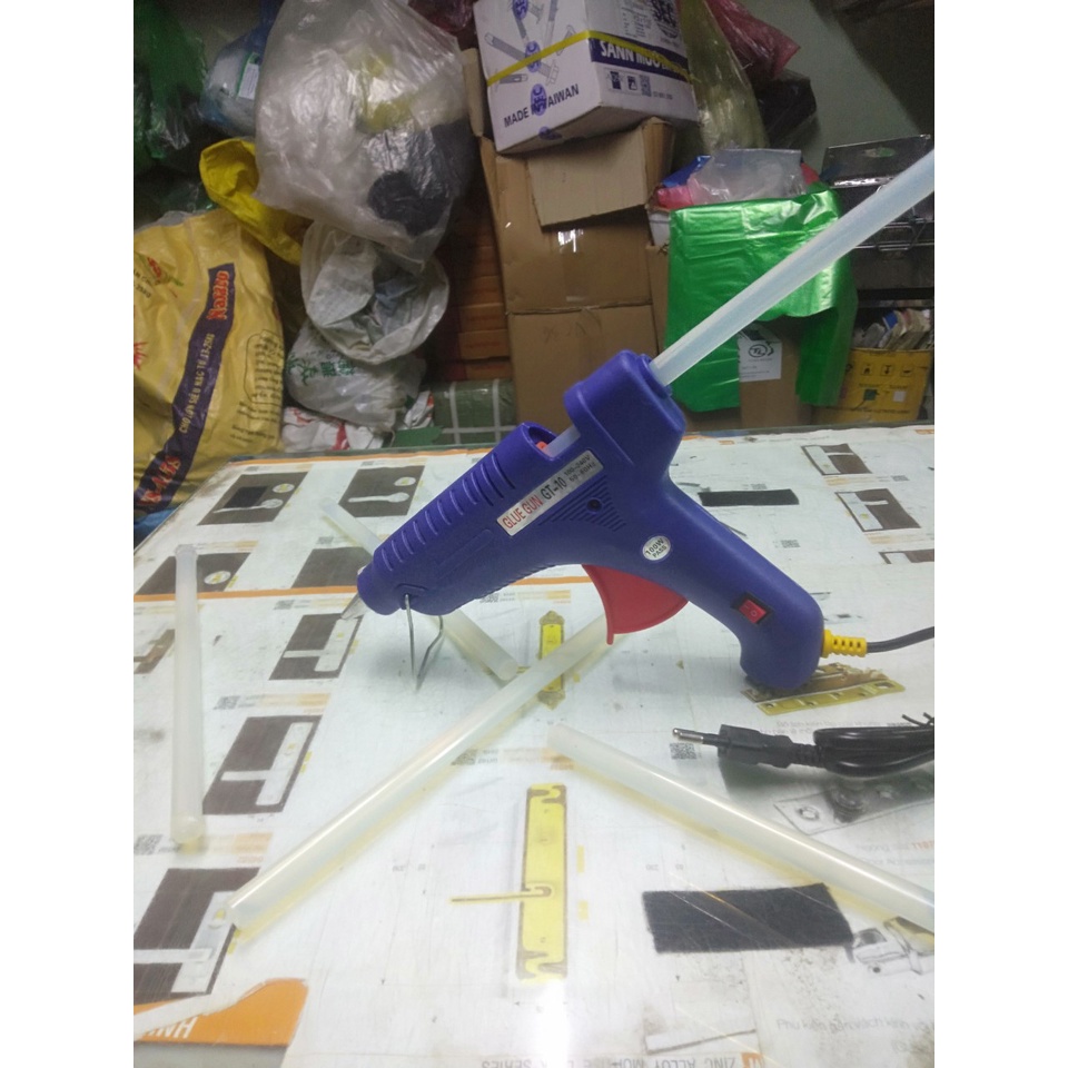 Súng bắn keo nến to GLUE GUN(Xanh)100W Và cây keo nến GLUE GUN to