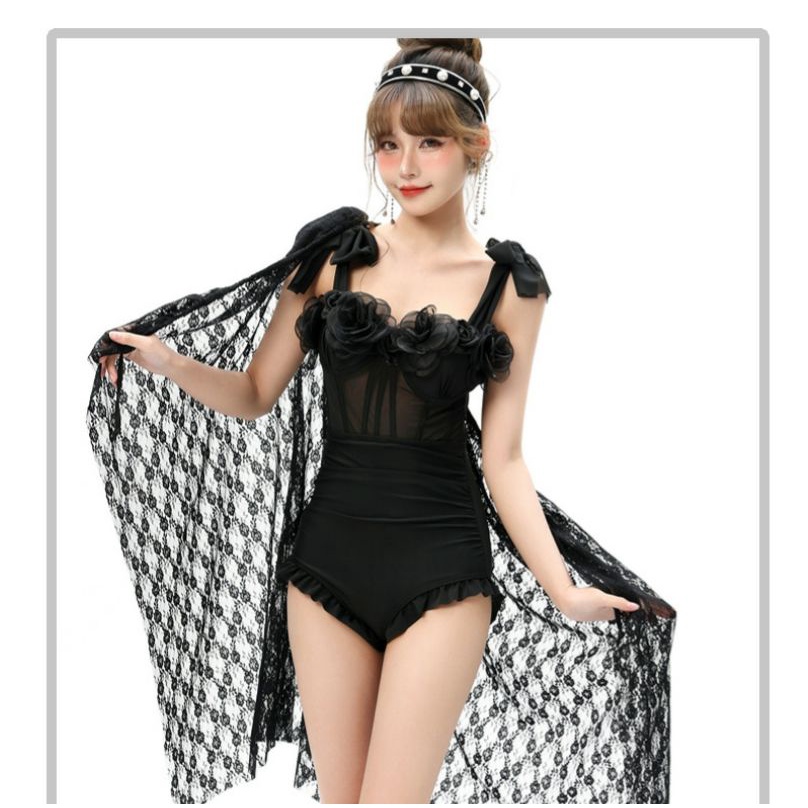 Bộ bikini bãi biển liền thân hở lưng ren sexy đồ bơi nữ