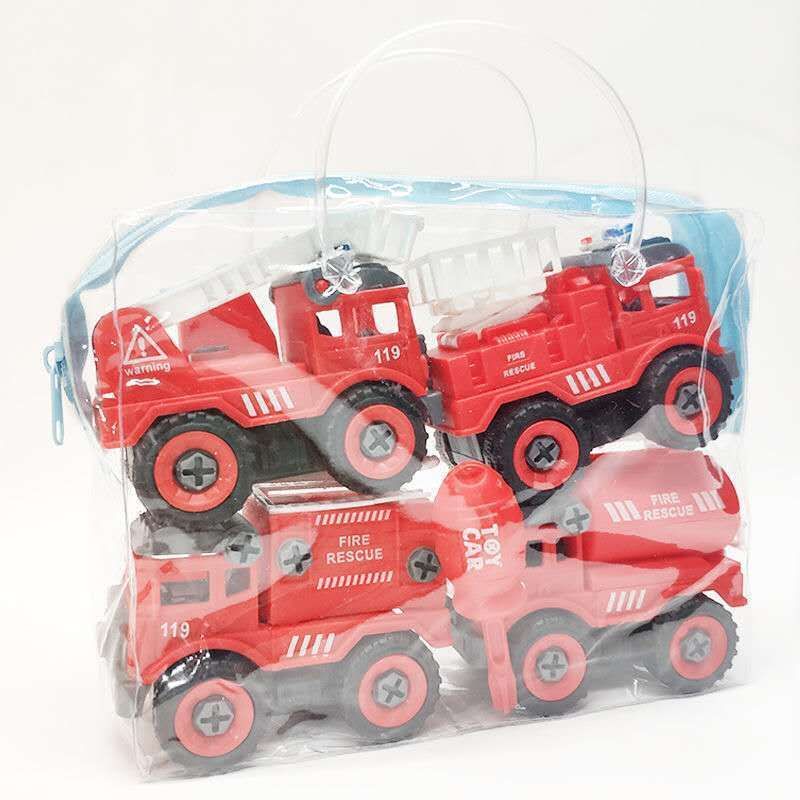 Túi 4 xe cứu hỏa mô hình tháo lắp ghép cho bé