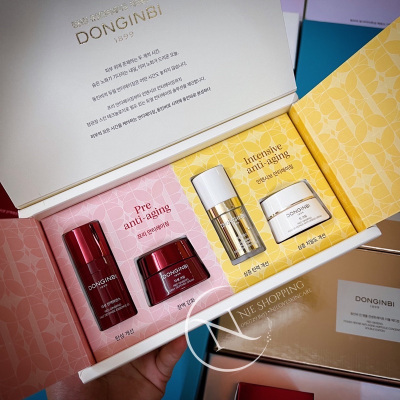 𝗗𝗢𝗡𝗚𝗜𝗡𝗕𝗜 𝟭𝟴𝟵𝟵 • Minisize • Bộ 4 Siêu Phẩm Tái Tạo và Trẻ Hoá da Donginbi
