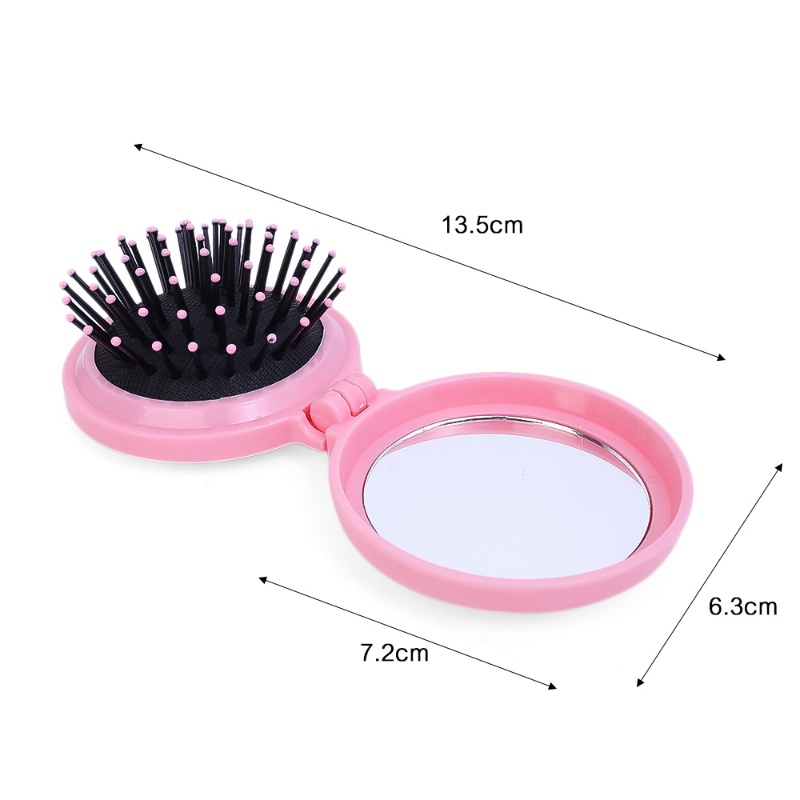 Lược Gấp Mini Tích Hợp Gương Trang Điểm Họa Tiết Hoạt Hình Dễ Thương