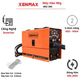 Máy hàn mig mini 200 Kenmax - Máy hàn mig 3 chức năng tặng cuộn dây hàn 1kg + sáp hàn
