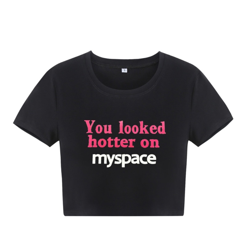 Áo Thun Croptop Tay Ngắn Dáng Ôm In Chữ Thời Trang Cho Nữ