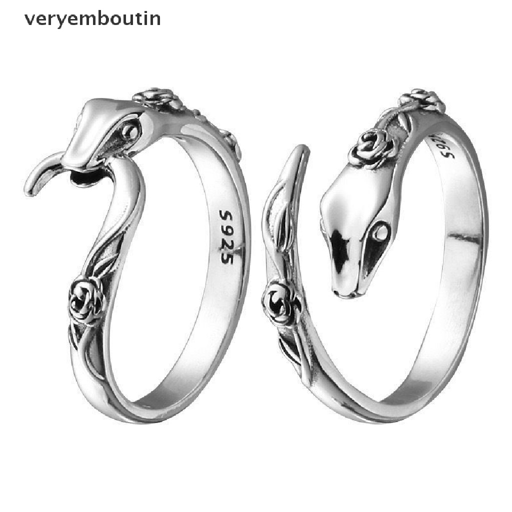 Nhẫn Hình Rắn Màu Sắc Bạc Có Thể Điều Chỉnh Phong Cách Gothic Cổ Điển Cho Nam Và Nữ