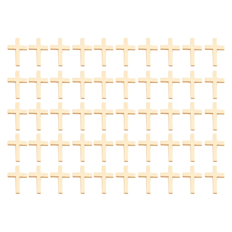 Flgo Set 50 Mặt Vòng cổ Hình Thánh Giá Mini Bằng Gỗ