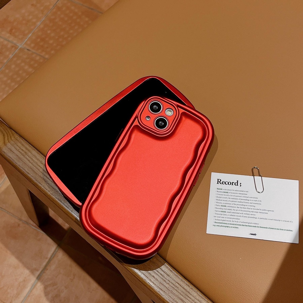 Ốp Điện Thoại Silicon TPU Mềm Màu Đỏ Trơn Bảo Vệ Ống Kính Máy Ảnh Cho iPhone 14 13 12 11 Pro Max14 Plus Xs XR
