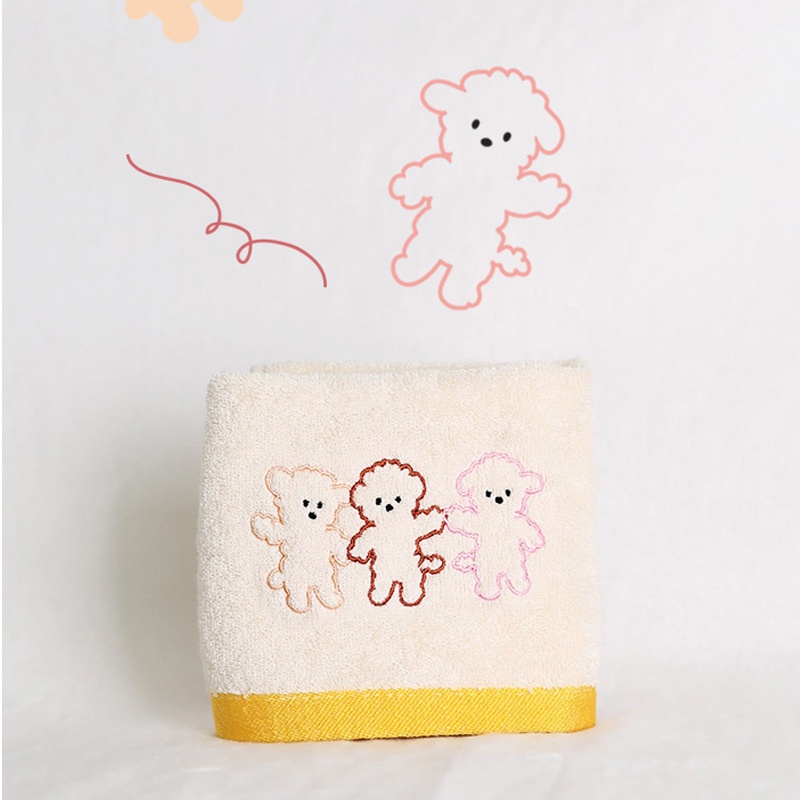 TEDDYBEAR🐻FREE Thêu Tên🤎 Khăn Mặt Thêu Hoạ Tiết Dễ Thương 40x25cm100% Cotton Cho Bé Đi Học Chống Lạc Mất