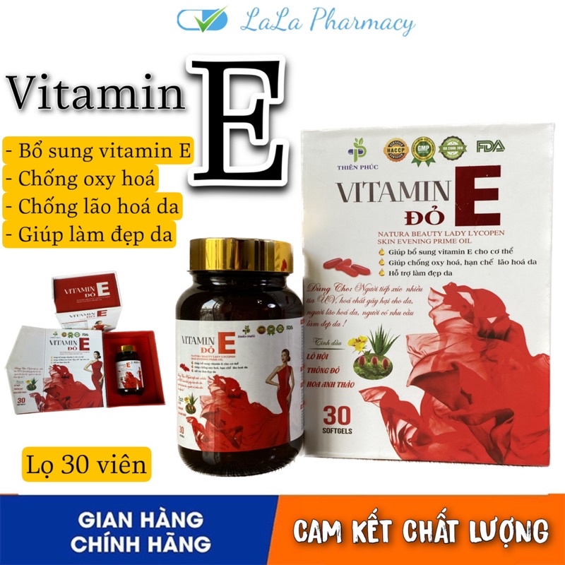 Vitamin E Đỏ - Hỗ trợ chống oxy hoá - làm đẹp da - giảm sạm da, nám da