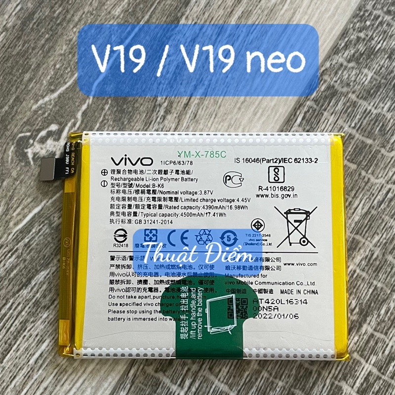 Pin vivo V19 / V19 neo vivo mã B-K6 (zin bảo hành 6 tháng)