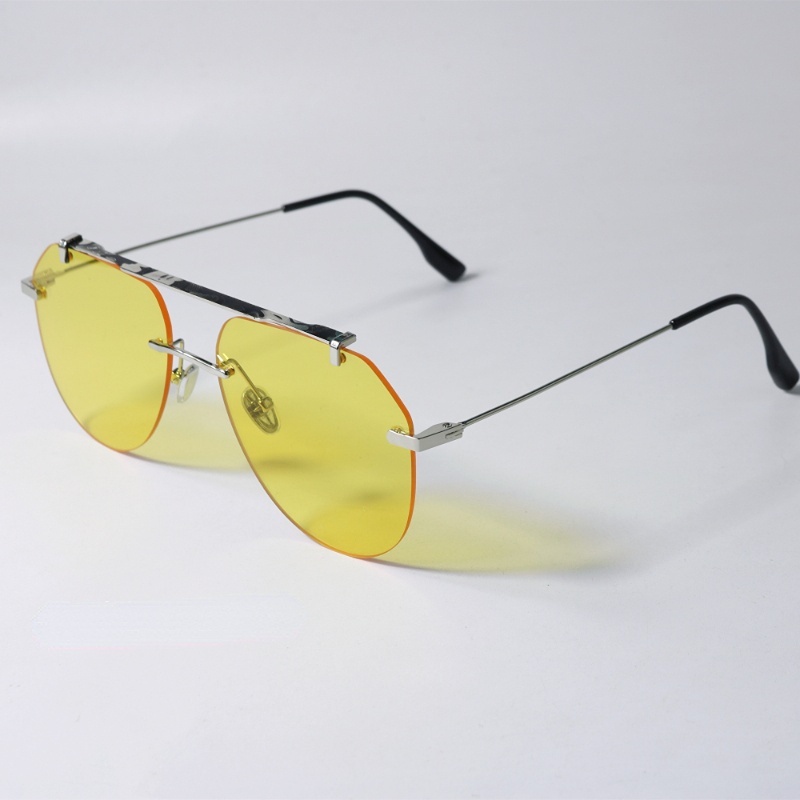 Kính Mát Gọng Kim Loại Không Viền Màu Gradient Thời Trang Phương Tây Cho Nam Nữ