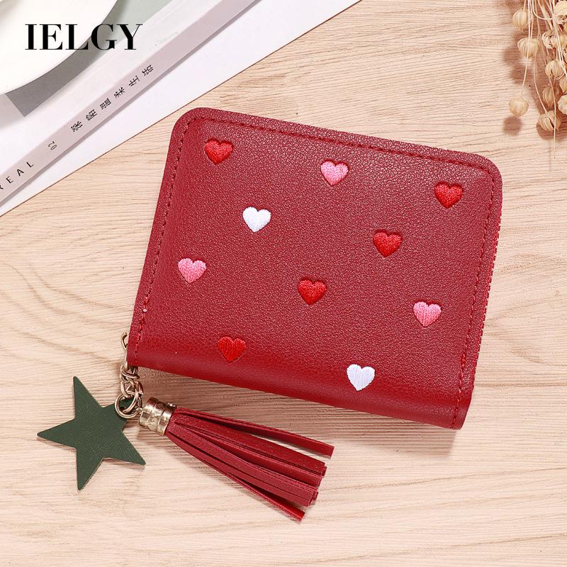 Ví Ngắn Có Khóa Kéo In Họa Tiết Trái Tim Đơn Giản Thời Trang Cho Nữ