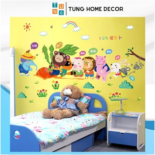 Decal dán tường cho bé học tung decor sk9037 nhổ cà rốt 2