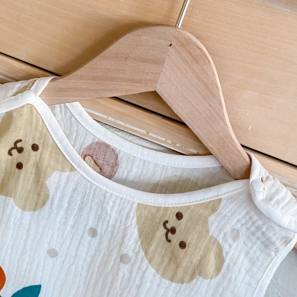 Túi Ngủ Vải Cotton Mỏng Không Tay Chống Đá Dành Cho Bé Vào Mùa Hè