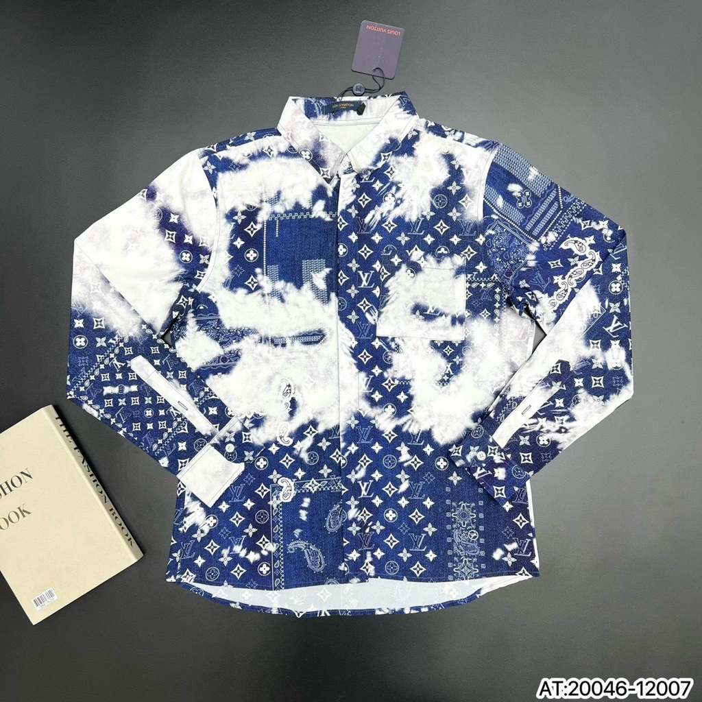 Áo Sơ Mi nam LV cổ bẻ họa tiết LOANG tay dài chuẩn from