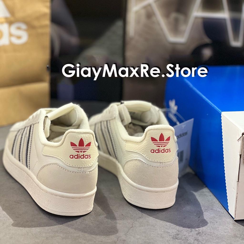 Giày Thể Thao Adida's Sò Trắng Da Lộn Hàng SC Mẫu Mới 2022, Giày Superstar Cloud White Mũi Sò Xám Da Lộn Full Box