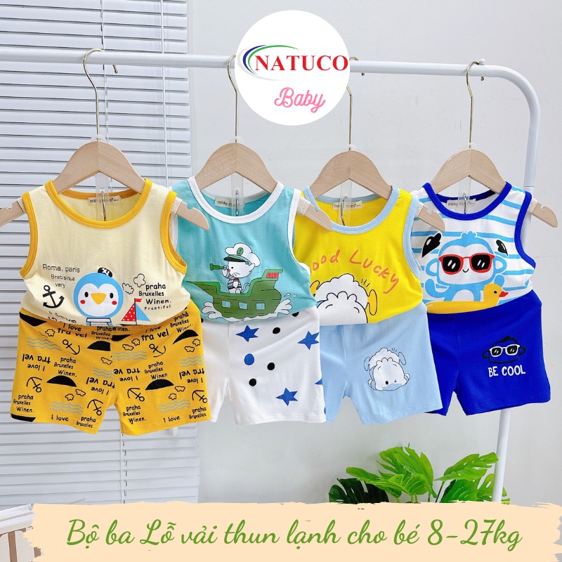 Bộ Ba Lỗ Trẻ Em Hiệu Minky Mom Vải Thun Lạnh Cho Bé Mặc Hè In Hình Ngộ