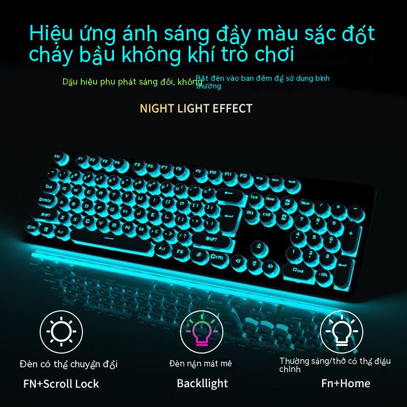 Bộ Bàn Phím Cơ Và Chuột K620 Có Dây Hình Tròn Màu Hồng Phong Cách Retro