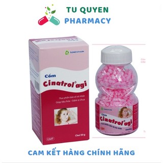 Cốm tiêu hoá trẻ em Cinatrol agi chai 50 gam màu trắng và hồng