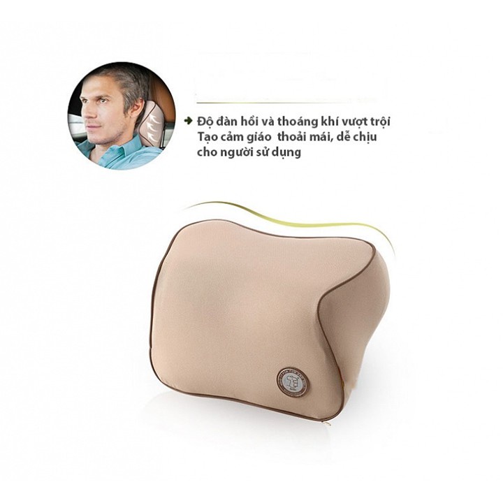 HÀNG XỊN Lucky Bobi - Bộ gối tựa đầu và tựa lưng cao su non cao cấp siêu đàn hồi trên ô tô, chống đau mỏi lưng gáy.