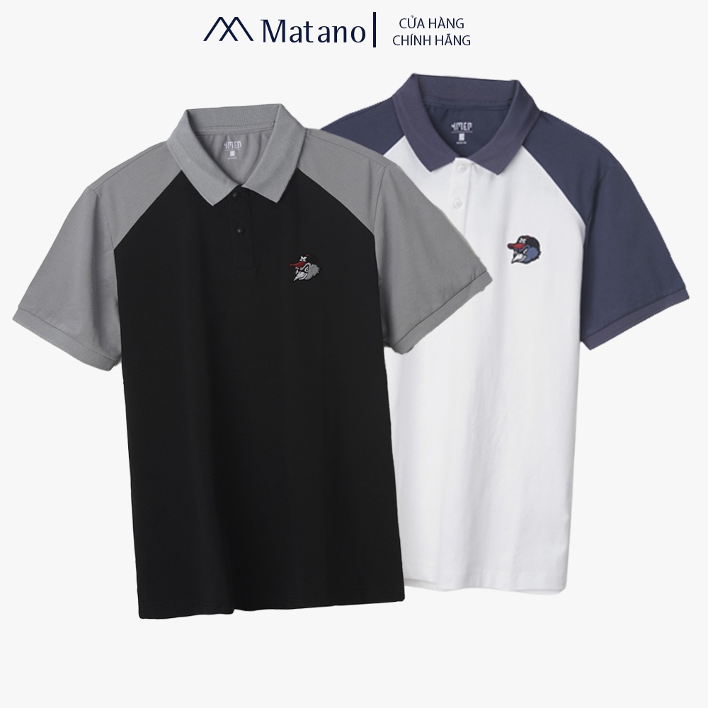 Áo thun polo nam MATANO PO065 thêu chú chim đội nón, có cổ bẻ, vải thun cá sấu thoáng mát, co giãn