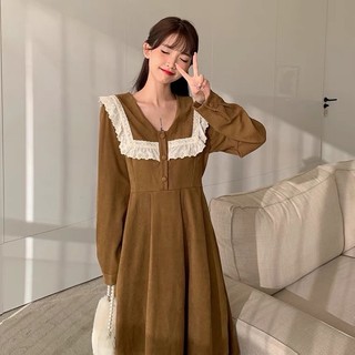 Đầm Nhung Dạ Dáng Dài Trẻ Trung Thanh Lịch Nữ Tính Thời Trang Hàn Quốc