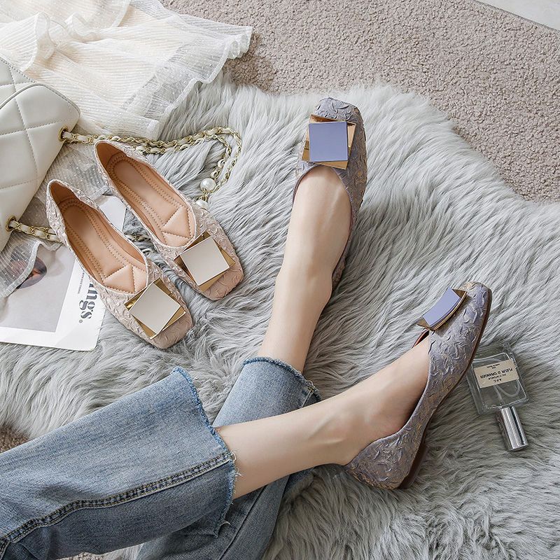 Giày Búp Bê Đế Mềm Mũi Vuông Thời Trang Mùa Hè Cho Nữ