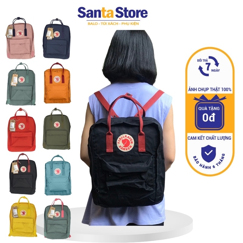 Balo Kanken thời trang nam nữ Ulzzang Hàn Quốc SANTA STORE đi học giá rẻ màu xinh đựng vừa Laptop vải chống nước cao cấp