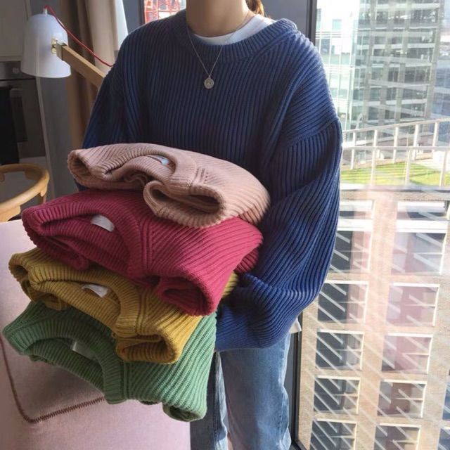 Áo Basic Sweater gân đủ màu mùa Thu - Đông style Hàn Quốc - Có ảnh thật