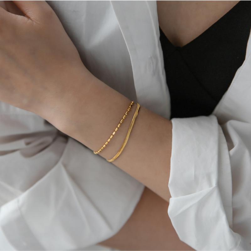 Vòng Đeo Tay Dây Đôi Bằng Titan Chống Rỉ Sét Chống Lưỡi Dành Cho Nữ