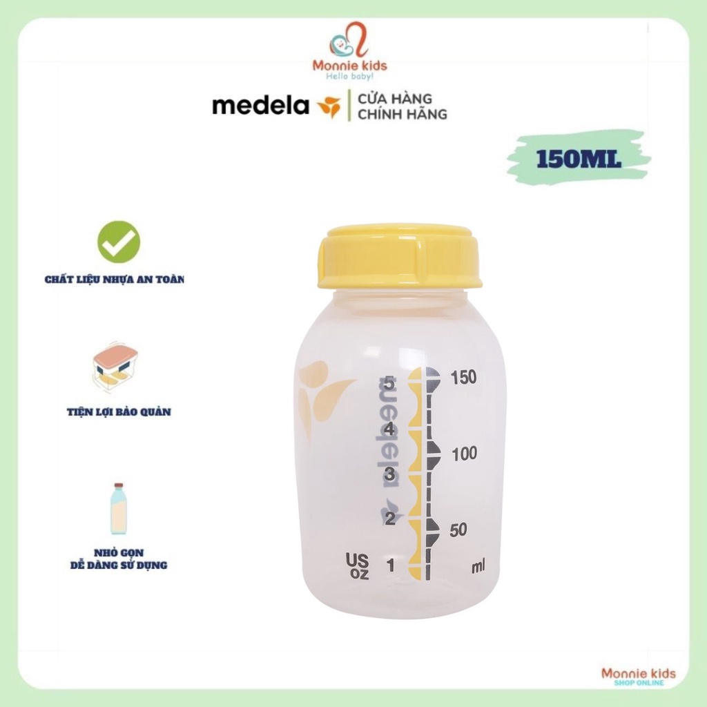 Bình trữ sữa cho mẹ Medela 150ml, bình chứa sữa cao cấp cho bé - Monnie Kids