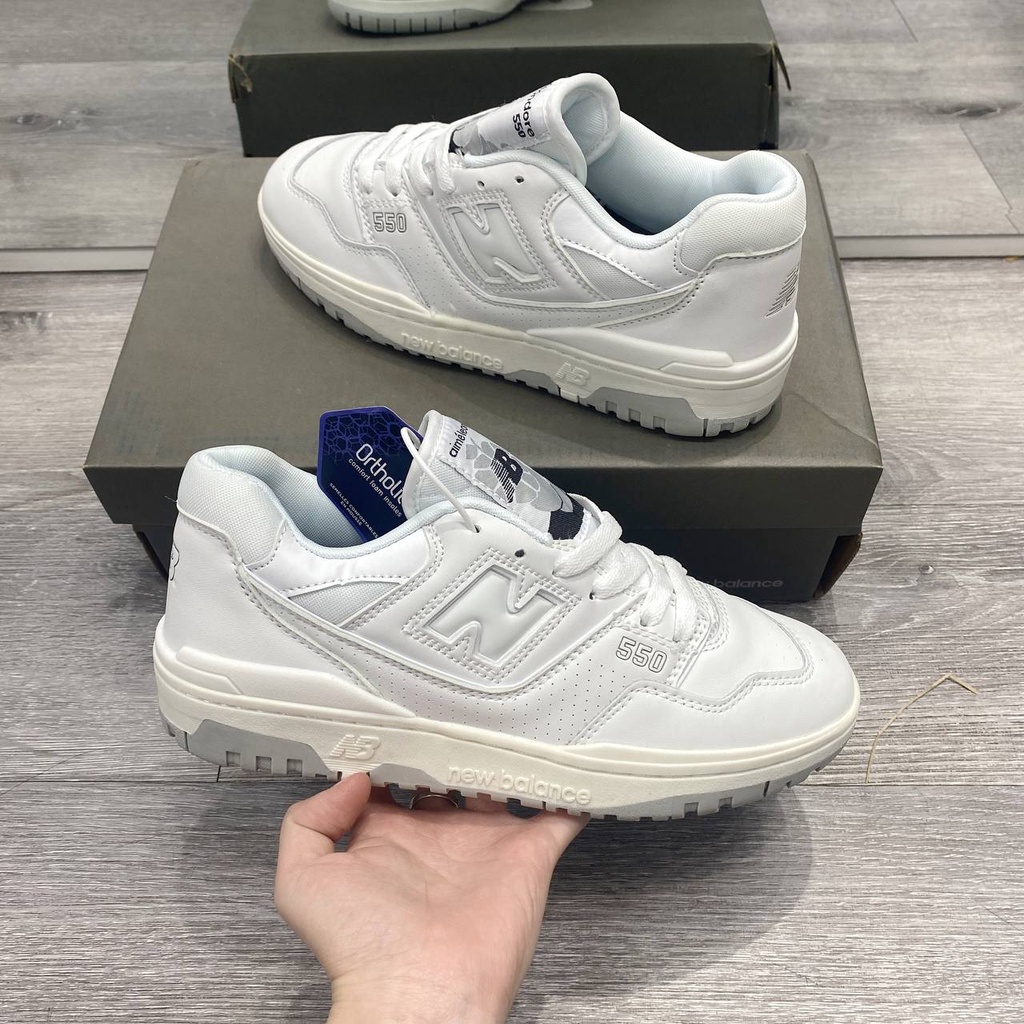 Giày Sneaker NB550 cổ thấp phối màu White Grey, giày thể thao trắng xám NB550 New Balance 550