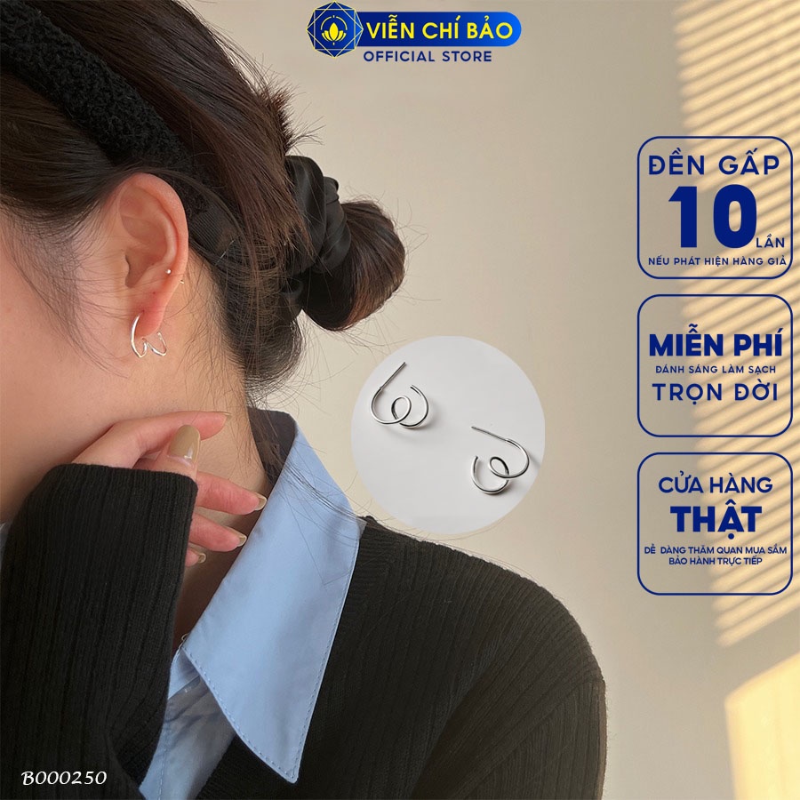 Bông tai xoắn cá tính chất liệu bạc Thái 925 thời trang phụ kiện trang sức nữ Viễn Chí Bảo B000250