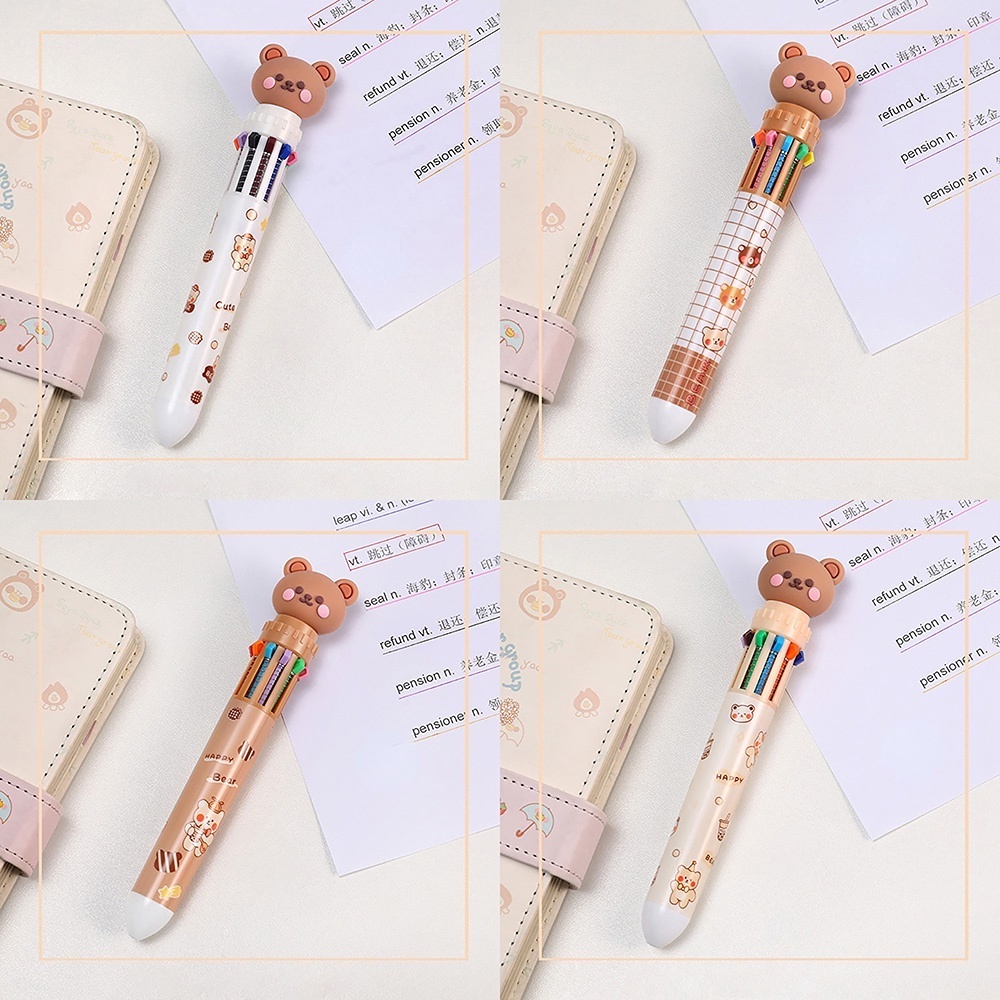 Bút Bi 10 Màu Hình Động Vật Dễ Thương