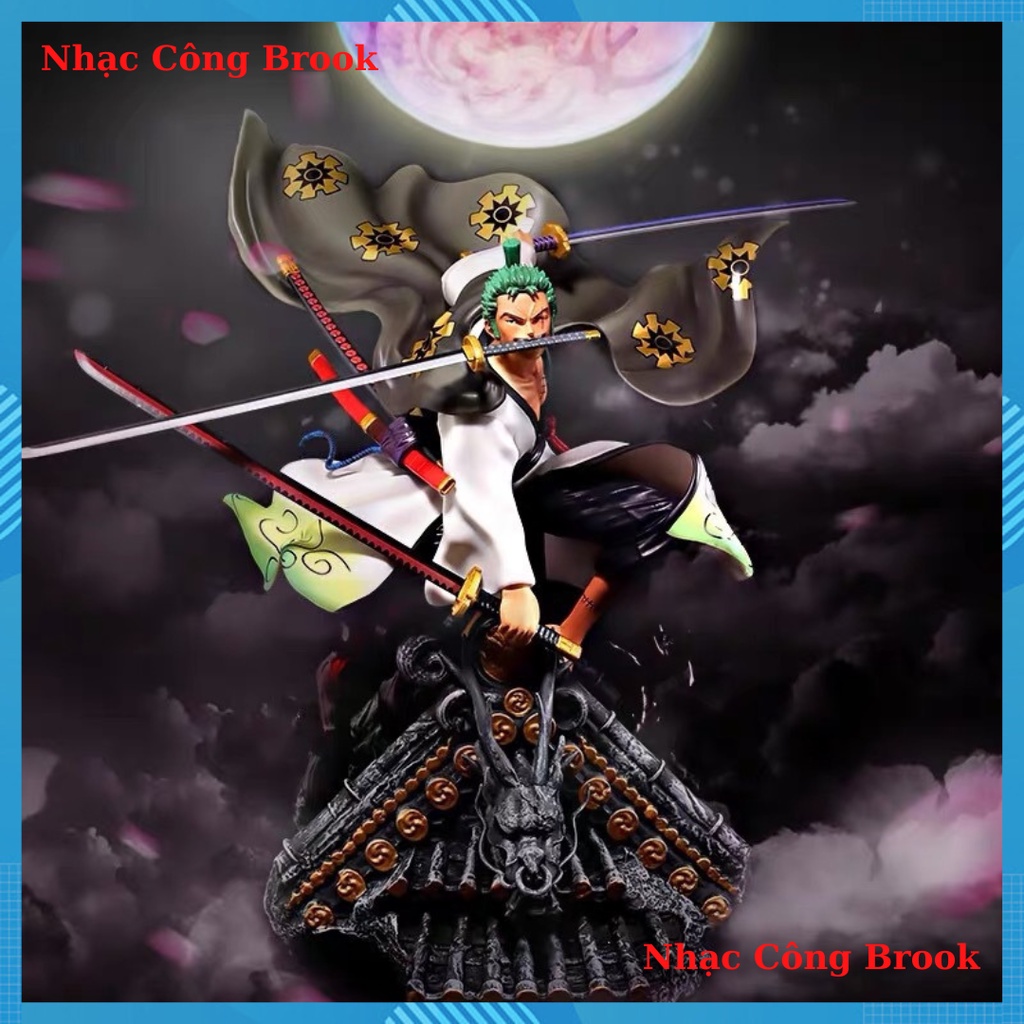 Mô hình zoro mái nhà  - mô hình zoro mái nhà wano onepice tam kiếm full box trang trí phòng học