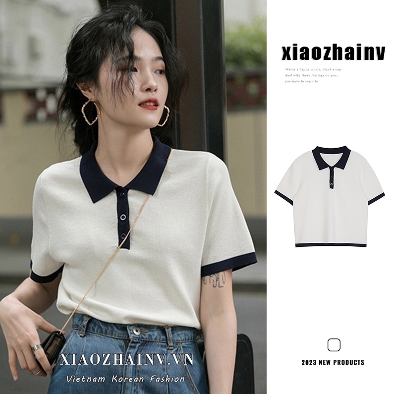 Áo Thun Polo Tay Ngắn, Áo Phông Polo Có Cổ From Rộng Basic Các Tính Cho Nữ 2023 Cao Cấp Trẻ Trung Năng Động