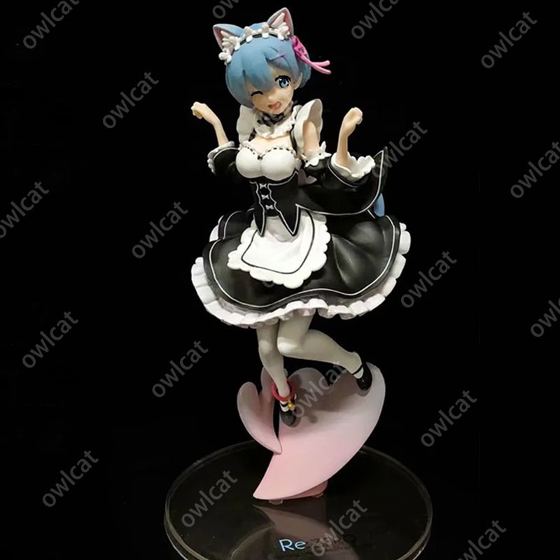 Mô Hình Nhân Vật Re: Zero Rem  23cm 1/8 Size Cat Ear Maid Reset Life Different World from Zero Anime Figure Packed in Box Model