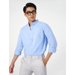 Áo sơ mi nam CANIFA 100% cotton, cổ đức tay dài, túi ốp ngực 8TH22A002