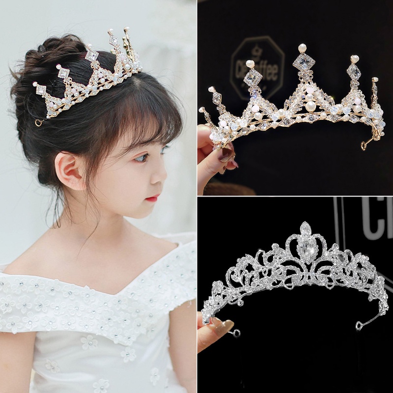 Băng Đô Cài Tóc Hình Vương Miện Đính Đá Xinh Xắn Cho Bé Gái