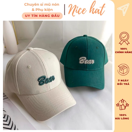 Mũ lưỡi trai nam nữ nón kết thêu chữ Bear form mềm nhiều màu - LT30