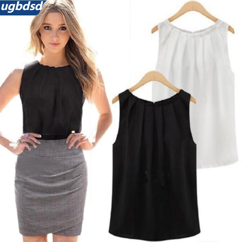 Áo Chiffon Không Tay Gấp Nếp Thời Trang Mùa Hè Gợi Cảm Cho Nữ T-S [LP]