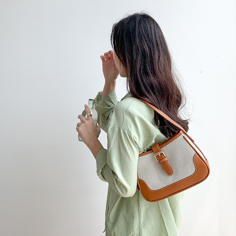 Túi xách kẹp nách nữ đeo vai chất vải canvas thiết kế phối màu vintage thời trang MINGA  đi chơi đi học đi làm 201 Y-20