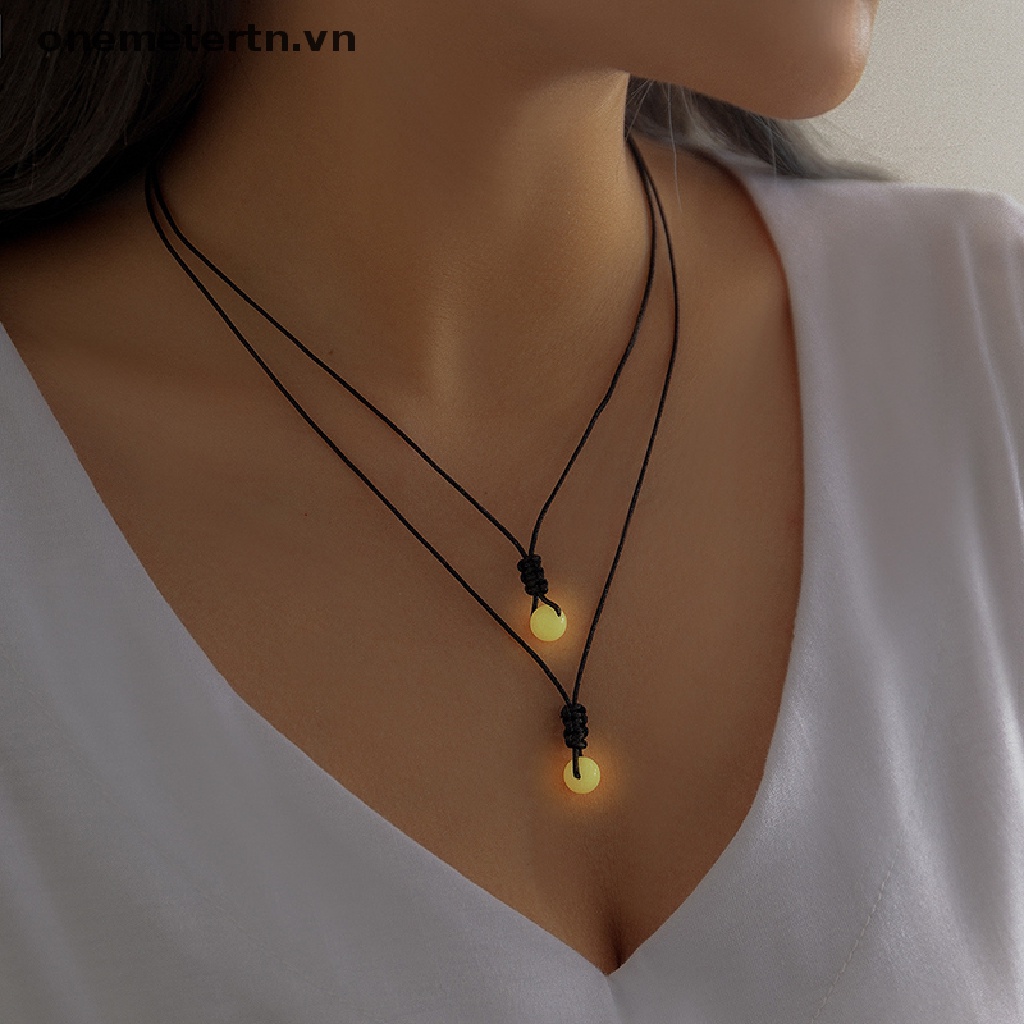 Vòng Cổ Choker Handmade Hai Lớp Đính Đá Phát Quang Đơn Giản Cho Nữ