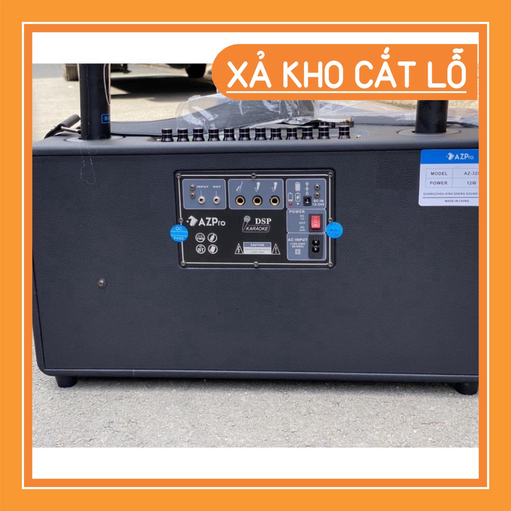 Loa Xách Tay Karaoke Bass Đôi 20cm AZPRO AZ 328 Tặng Kèm 2 Micro Xịn