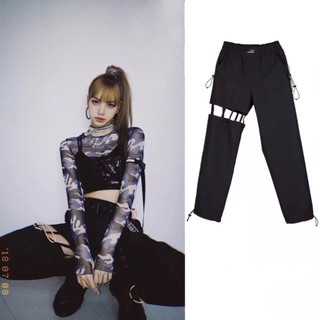 (Kèm ảnh thật) Quần jogger bo dây hở đùi Blackpink Lisa Seulgi Red Velvet unisex ulzzang sexy