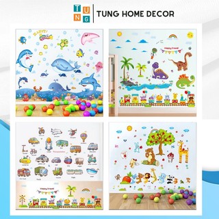 Decal dán tường cho bé học TUNG DECOR Hình dán động vật bảng chữ cái KT 60X90cm