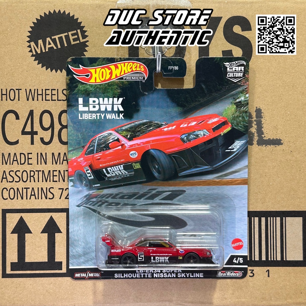 Ducstore Xe mô hình HCJ81 Hot Wheels Premium LB-ER34 Super Silhouette Nissan Skyline - Nissan R34