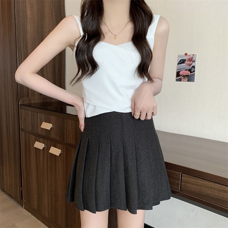 ZHELIHANGFEI Áo Hai Dây Hai Mặt Dáng Ôm Phong Cách Pháp Thời Trang Cao Cấp