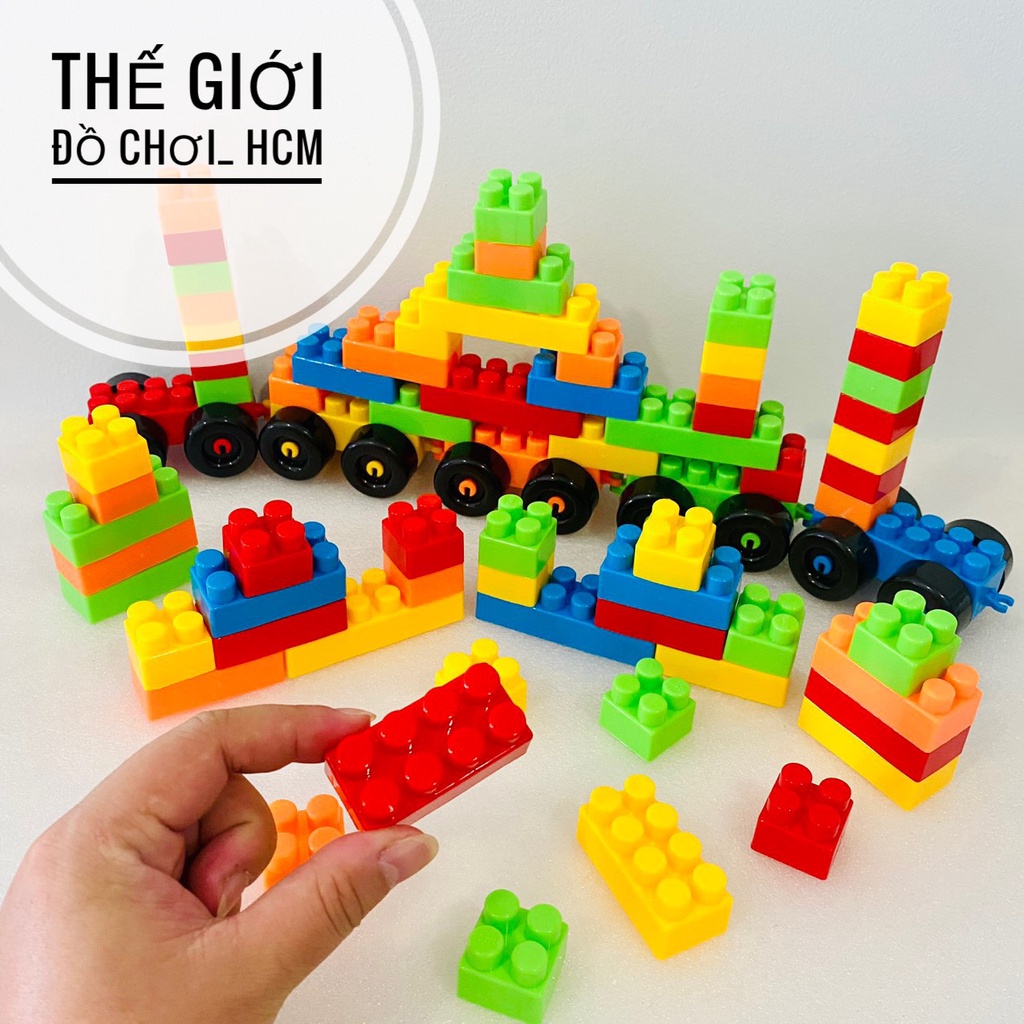 [SIÊU TO- MỚI] Đồ chơi trẻ em le go lắp ghép có bánh xe, khối vuông to đẹp dành cho bé khám phá, lắp ghép mô hình xe 56